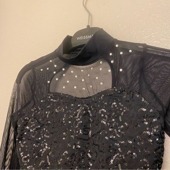 WEISSMAN Dance Costume black biketard rhinestone Forever 12171 MC-Medium child - Picture 4 of 11